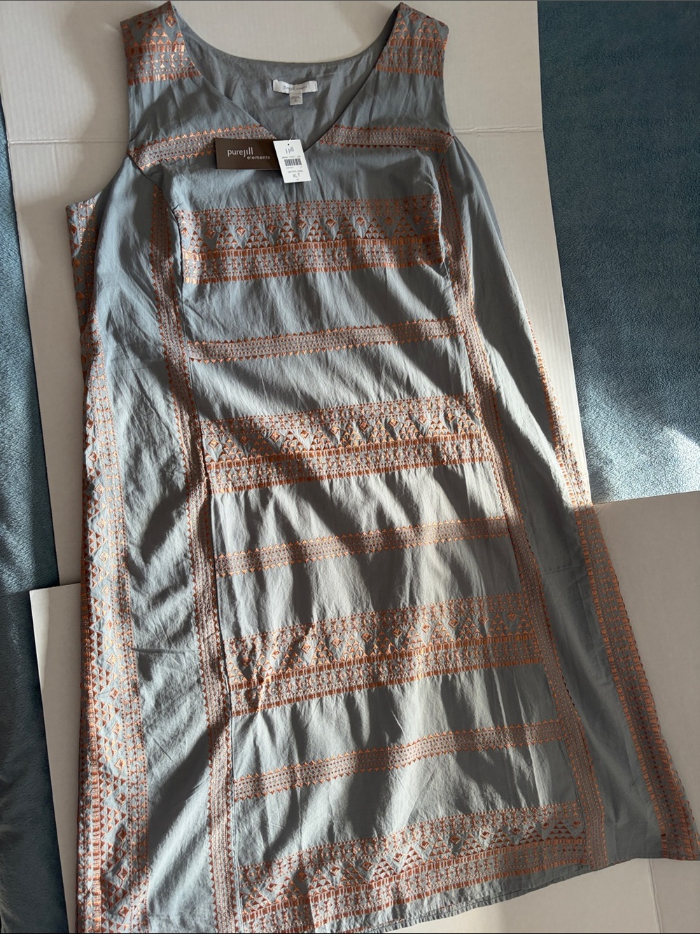 J. Jill Gray Midi Skirt with copper Embroidery